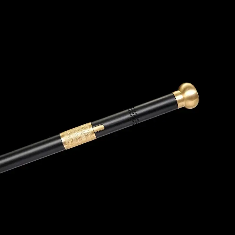 Premium Black & Gold Concealed Sword Cane - Side View