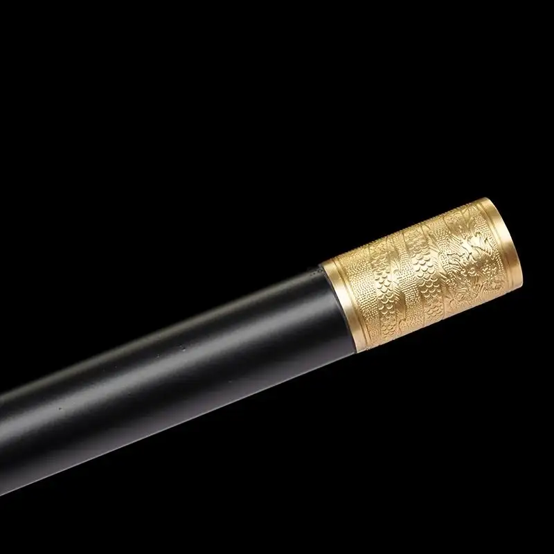 Premium Black & Gold Concealed Sword Cane - Detail Shot