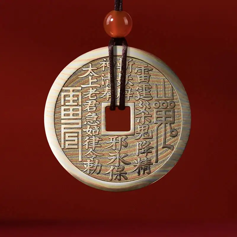 Mountain Spirit Talisman Coin - Taoism Charm 35mm brass