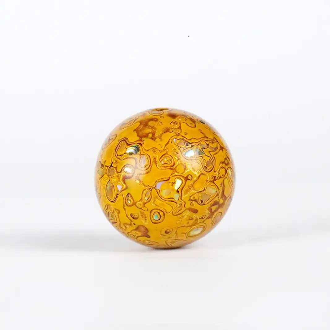 Chinese Lacquerware & Urushi, Single Buddha Mala Beads 12mm yellow