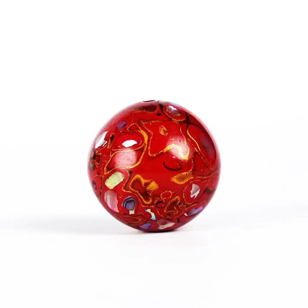 Chinese Lacquerware & Urushi, Single Buddha Mala Beads 12mm red