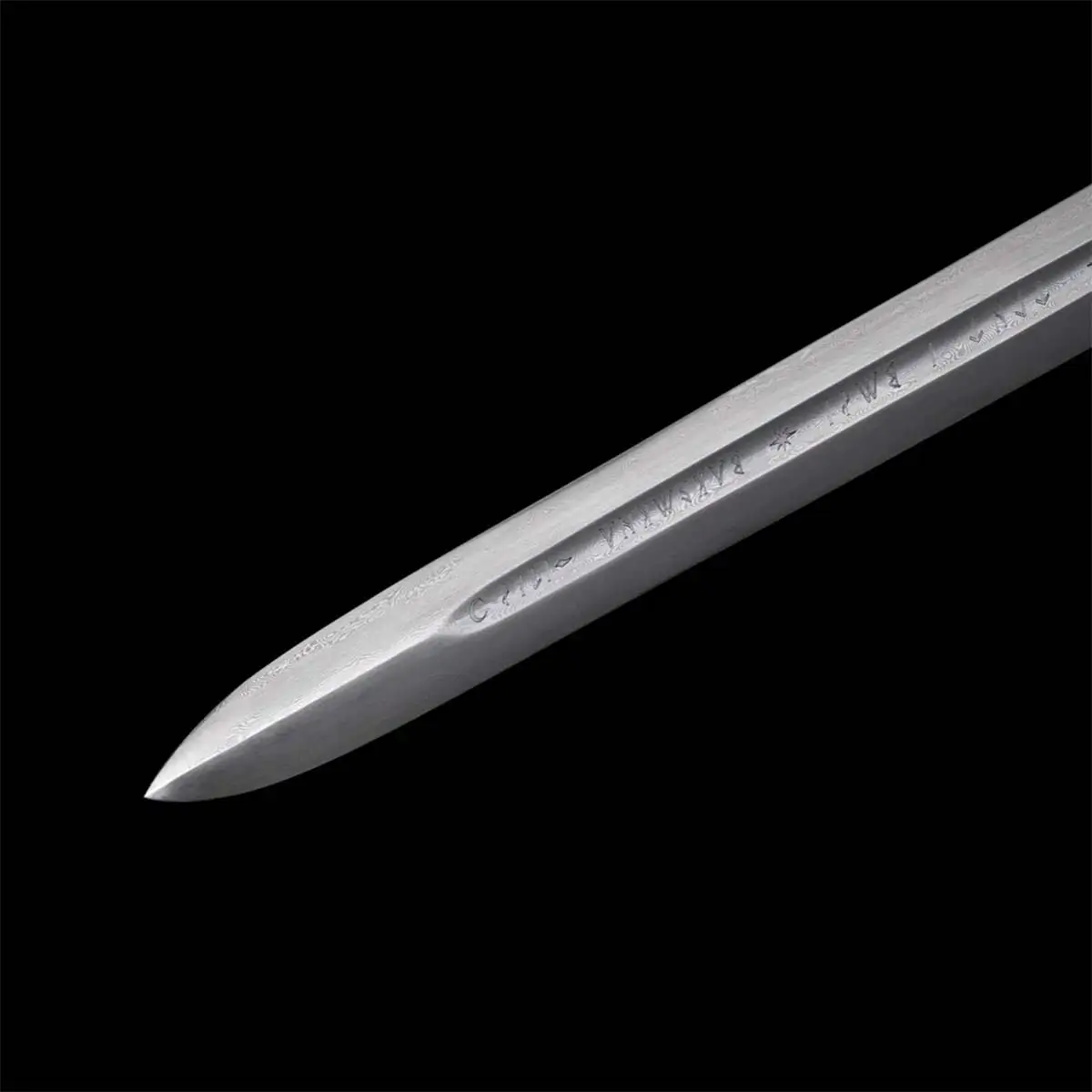 Narsil: The Sword of King Elendil – Limited Heritage Edition Damascus - Raw Steel Fittings - Blunt Blade silver
