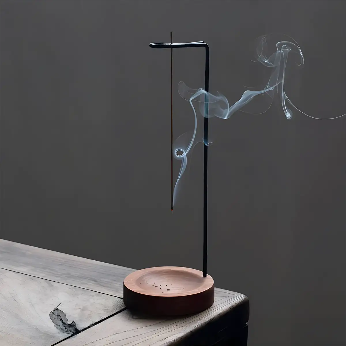 The Zen Gravity Inverted Incense Holder – Solid Wood & Iron Series 25mm brown