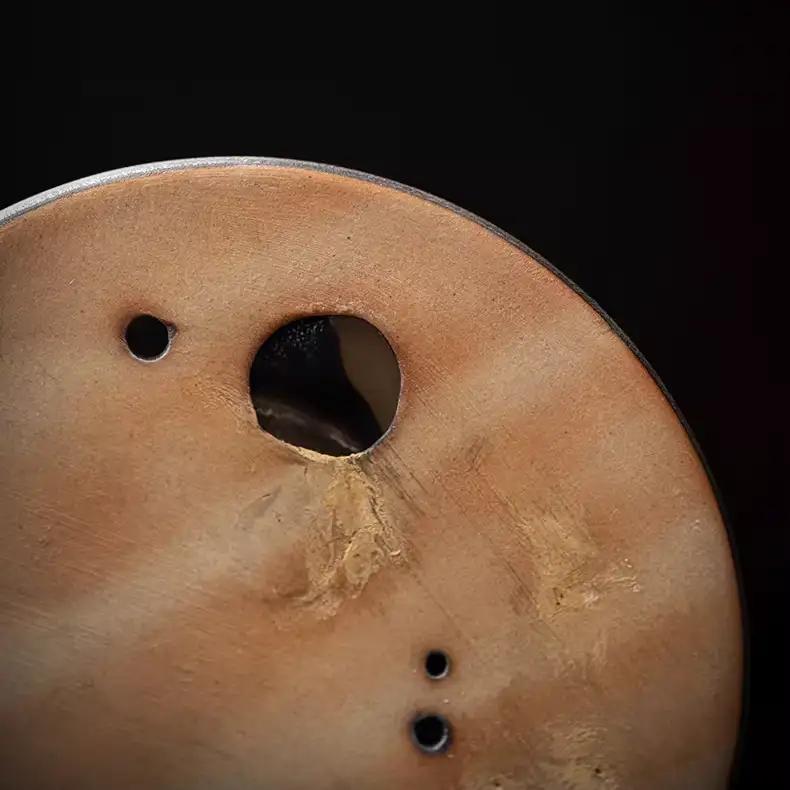 Vintage Golden Mountain Incense Holder | Artisanal Ceramic Burner - Detail Shot