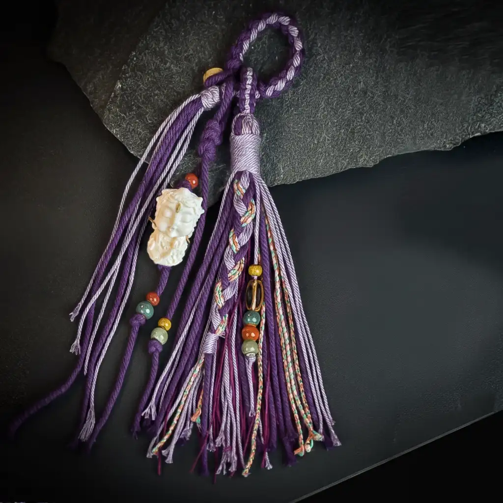 Spirit of the Himalayas: Authentic Handmade Tibetan Good Luck Tassel Charm regular purple