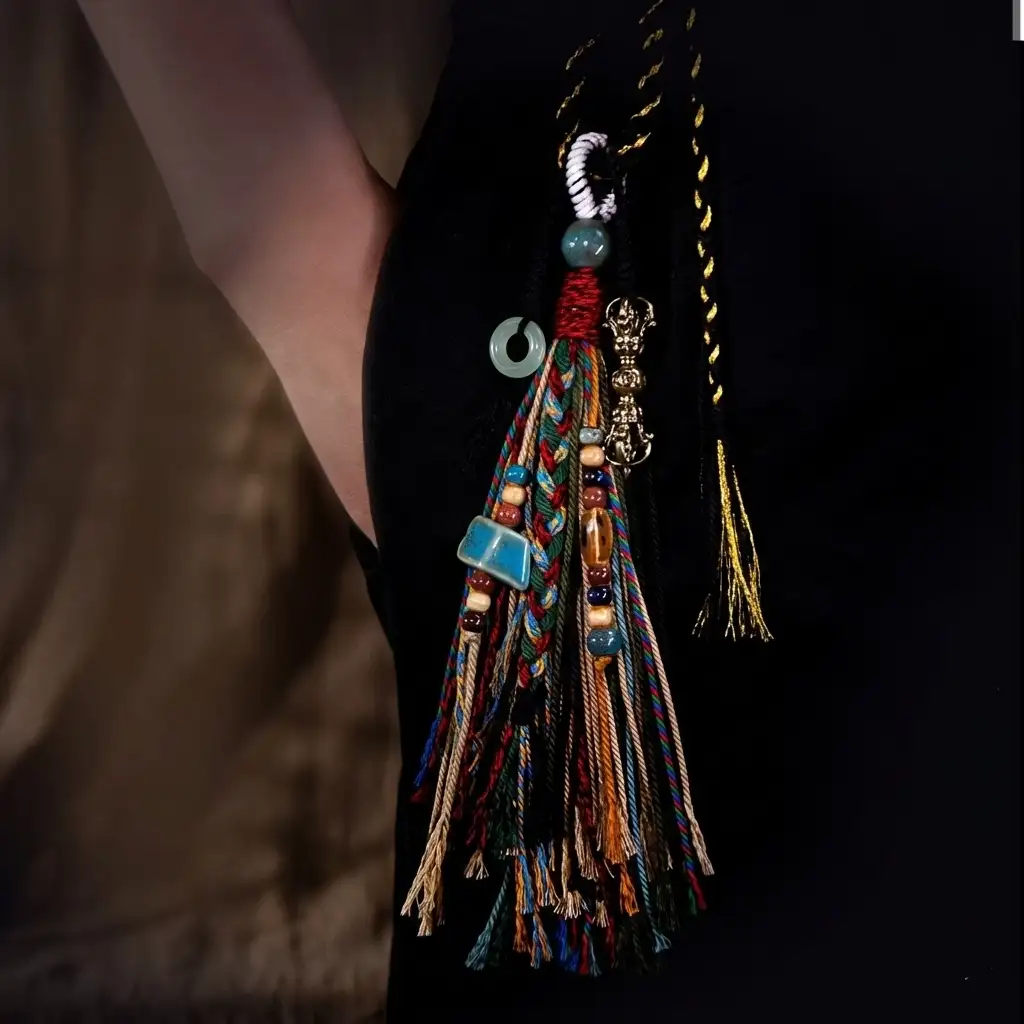 Spirit of the Himalayas: Authentic Handmade Tibetan Good Luck Tassel Charm regular multicolored