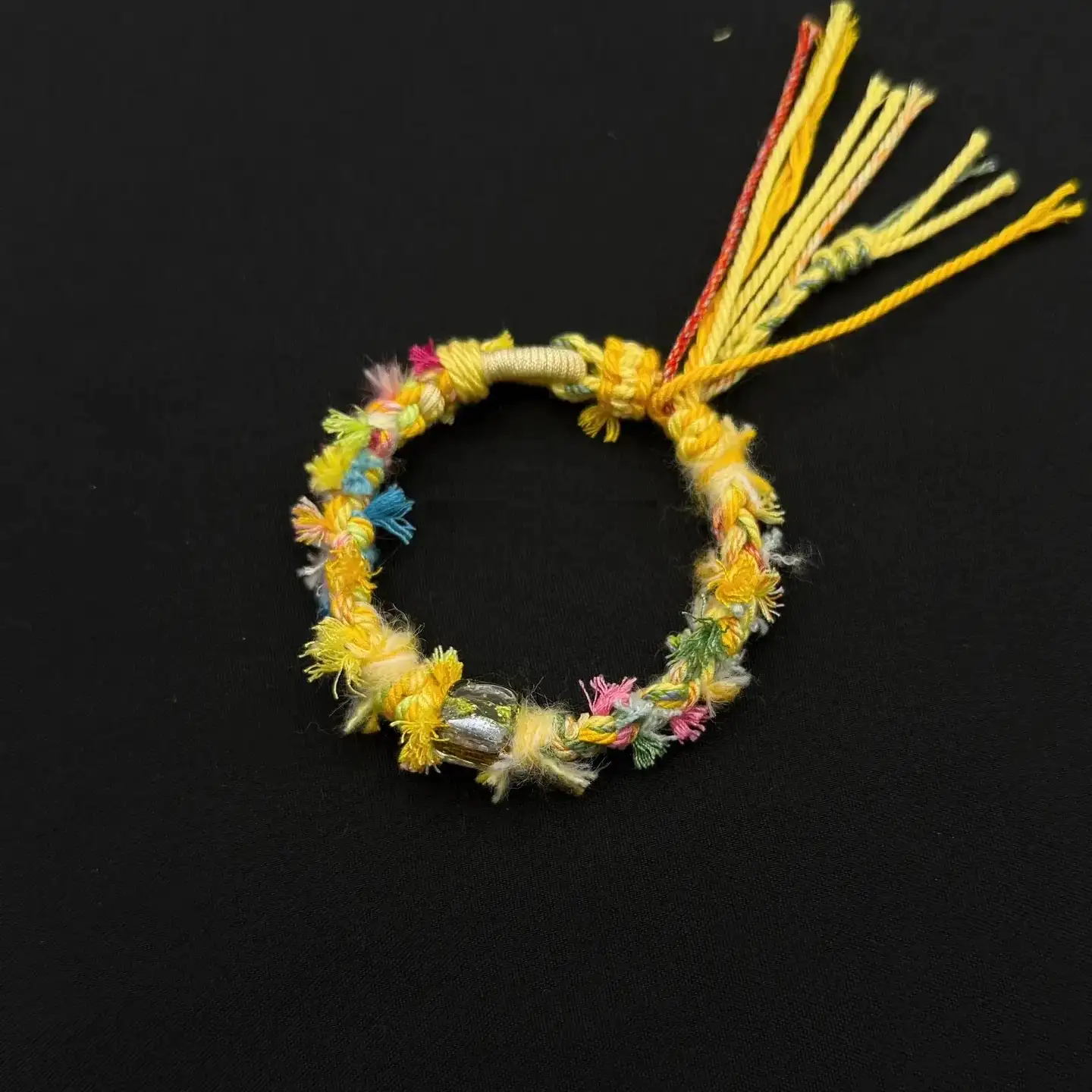 Himalayan Blessing: Handwoven Tibetan Lucky Knot Bracelet with Sacred Charms regular lemon
