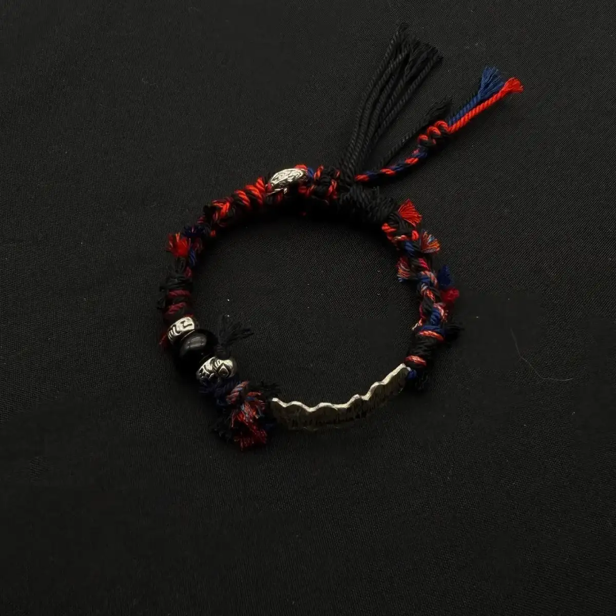 Himalayan Blessing: Handwoven Tibetan Lucky Knot Bracelet with Sacred Charms regular guge kingdom