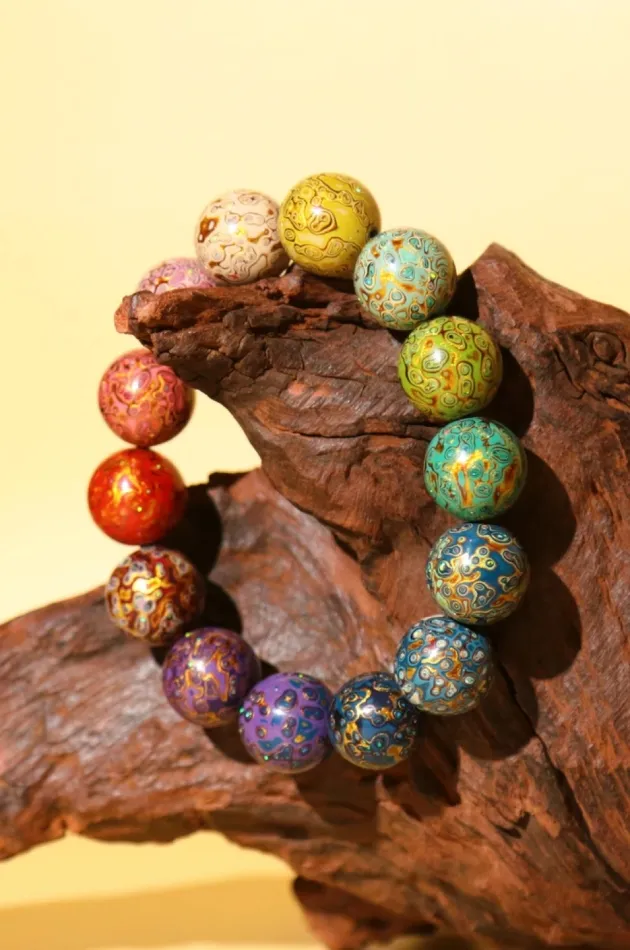 Chinese Lacquerware & Urushi, Buddha & Taoism Bracelet