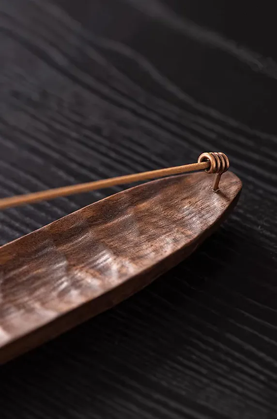 The Zenith Vessel | Hand-Carved Ebony & Walnut Zen Incense Boat