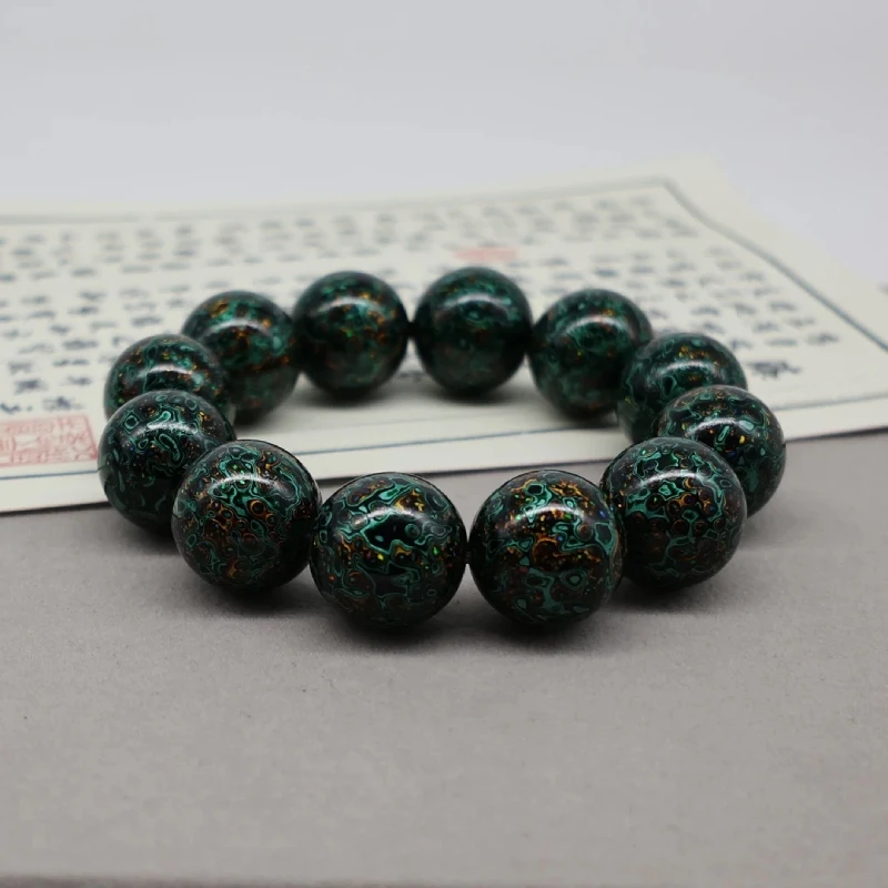 Chinese Lacquerware & Urushi, Buddha & Taoism Bracelet 20mm x 12 green