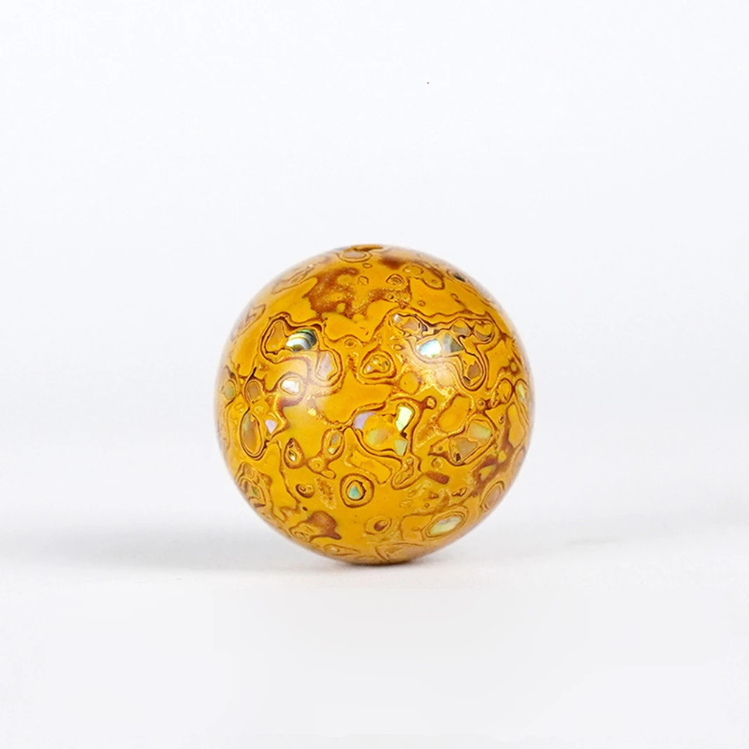 Chinese Lacquerware & Urushi, Single Buddha Mala Beads 12mm yellow