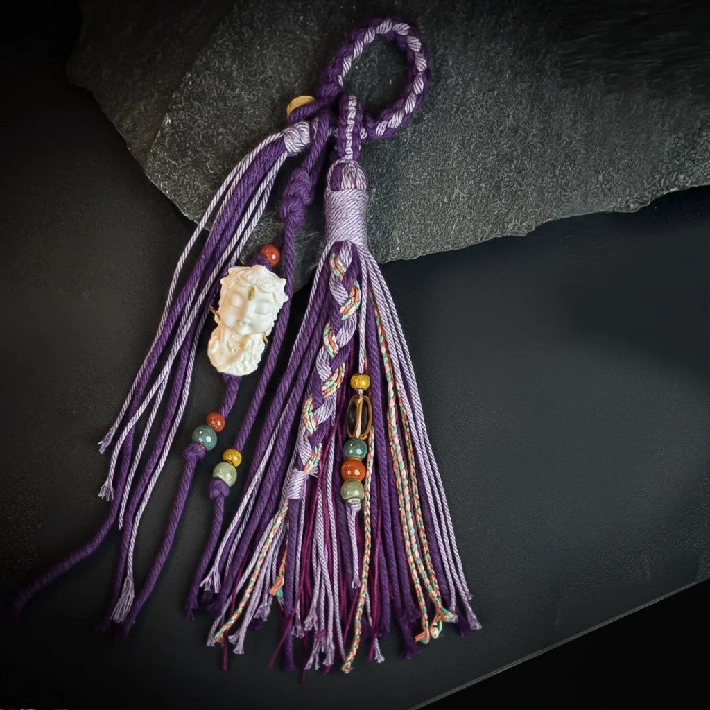 Spirit of the Himalayas: Authentic Handmade Tibetan Good Luck Tassel Charm regular purple
