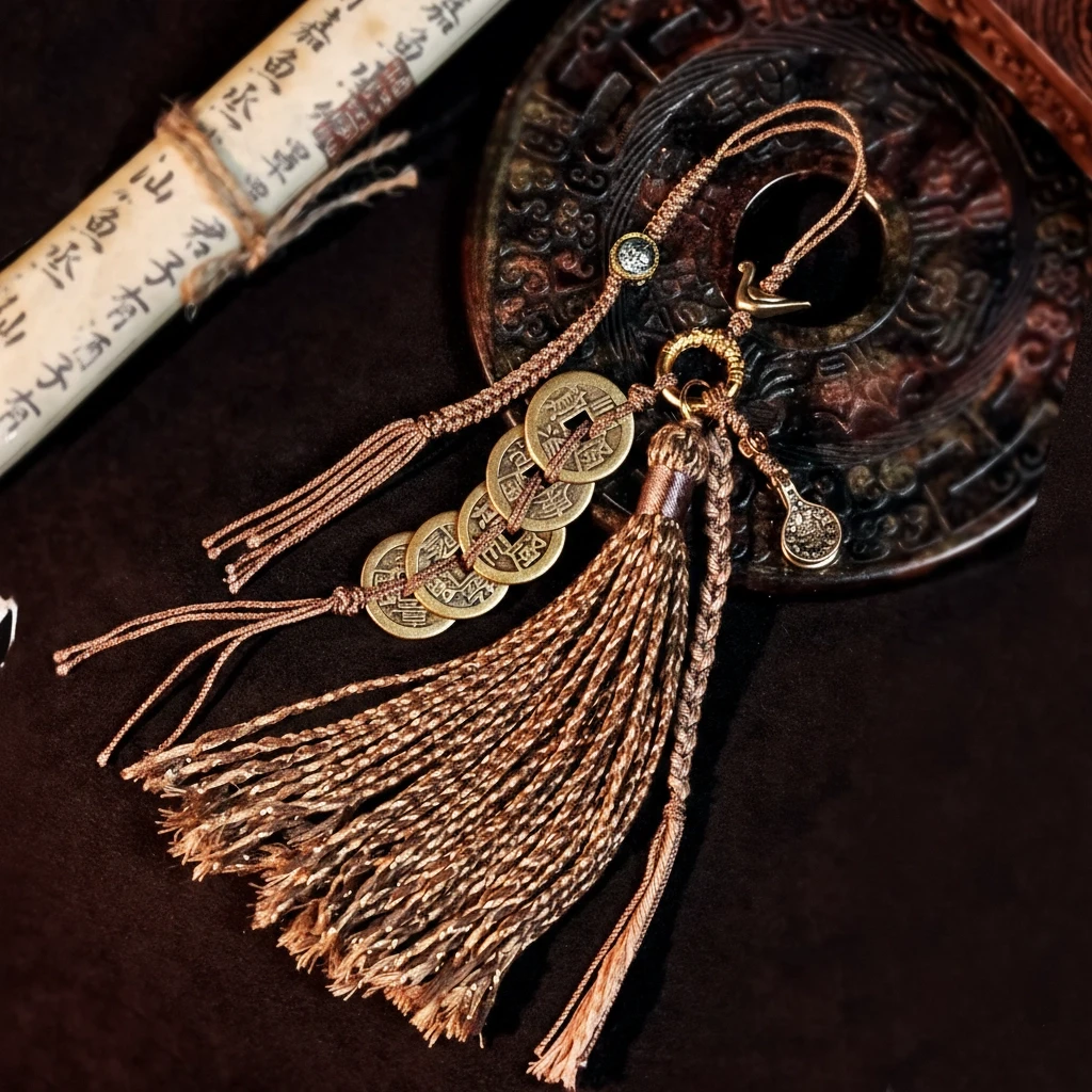 Spirit of the Himalayas: Authentic Handmade Tibetan Good Luck Tassel Charm regular brown