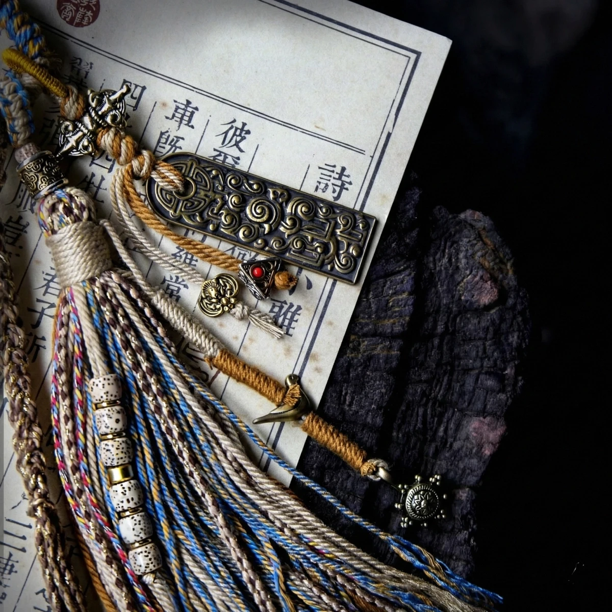 Spirit of the Himalayas: Authentic Handmade Tibetan Good Luck Tassel Charm heavy multicolored
